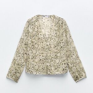 Zara Printed Pintucked Shirt